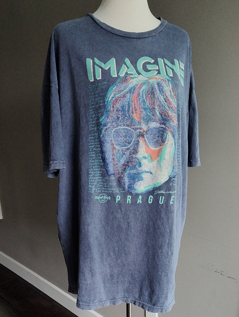 Blue 'Imagine' Graphic Short-Sleeve Tee Featuring John Lennon In Prague Concert